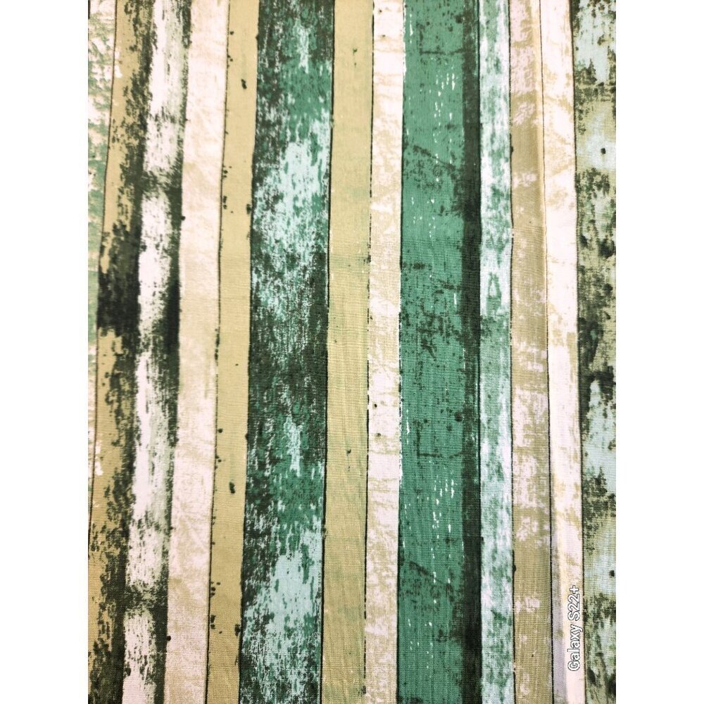 Cotton Striped Green & Beige Fabric Material For Sewing & Crafts ,Fat Quarter